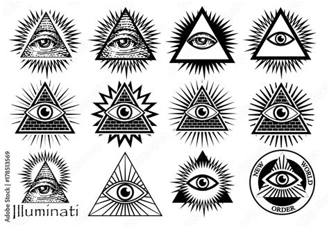 Illuminati Symbols Masonic Sign All Seeing Eye Stock Vector Adobe Stock