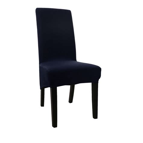 Navy blue cotton dining chair booster cushion. Strech Dining Chair Cover Spandex Long Back Seat Cover ...