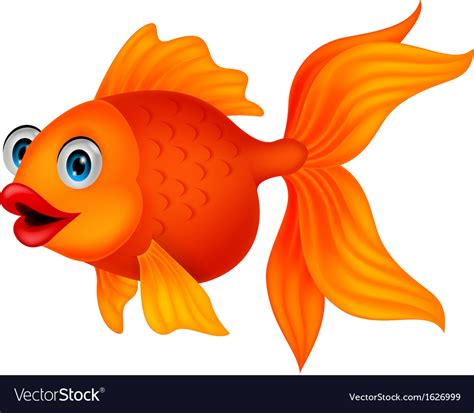 Cute Golden Fish Cartoon Royalty Free Vector Image