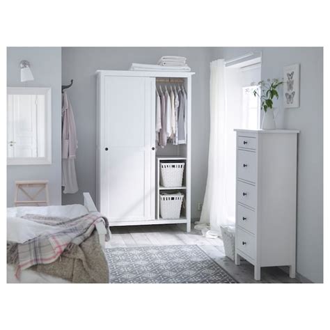Hemnes Wardrobe With 2 Sliding Doors White Stain Ikea