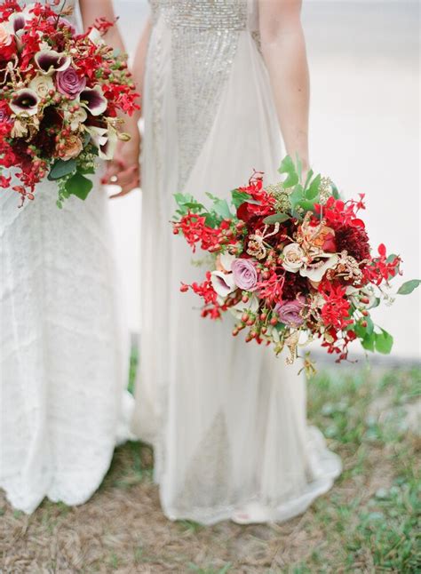 Bright Red Rose And Calla Lily Bouquets