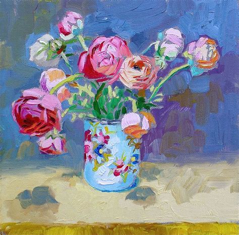 Daily Painting Ranunculus Flower Art Painting Abstract