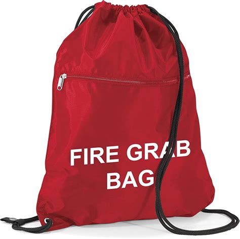 School Evacuation Fire Grab Bag Printed Red Emergency Documents Drawstring Sack Bag Amazon