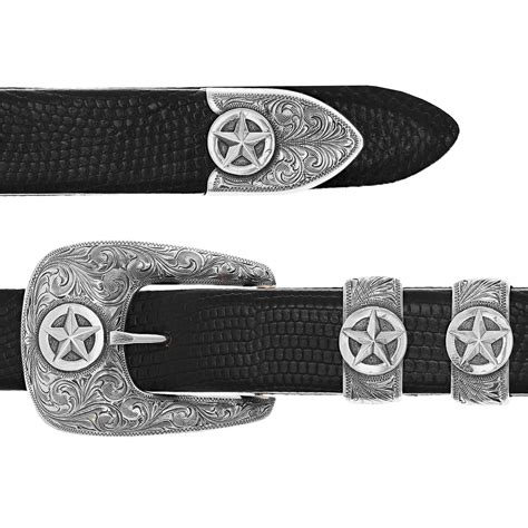 Fort Bend 1801 Sterling Silver Star Buckle Set - Clint Orms Engravers