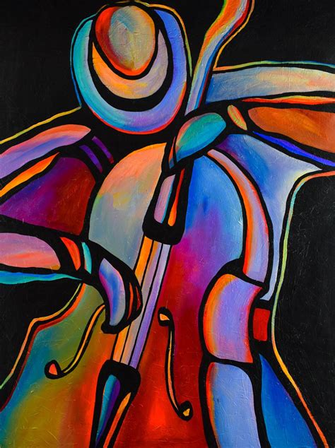 30 X 40 Original Acrylic Paintings Abstract Jazz Musician Art Bass
