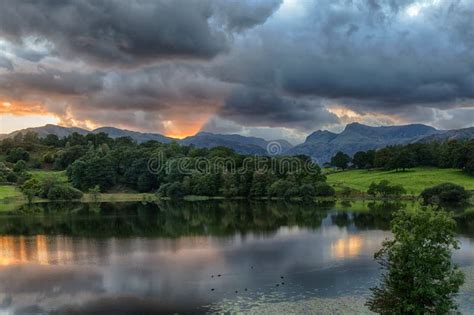 Sunset At Loughrigg Tarn In Lake District Stock Photo Image Of Great
