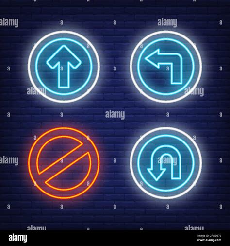 Illuminated Road Signs Stock Vector Images Alamy