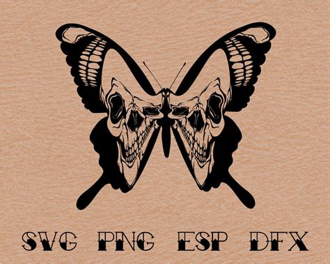 Butterfly skull Vector SVG Clipart Silhouette Digital | Etsy