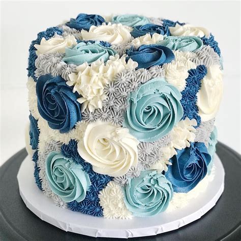Our Blooming Buttercream Cake Is Stunning In Different Shades Of Blue