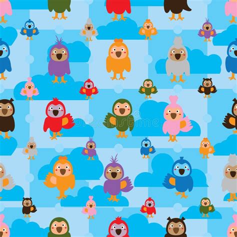 Birds Clouds Seamless Background Stock Illustrations 949 Birds Clouds