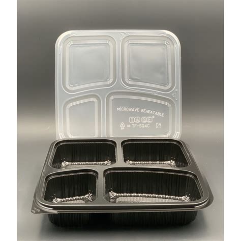 Tage Tfsq4c 4 Compartment Pp Lunch Box With Lid 50pcs± Disposable