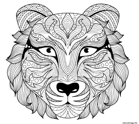Coloriage Tattoo Tigre Zentangle Adulte Avec Yeux Colore Dessin Tigre à