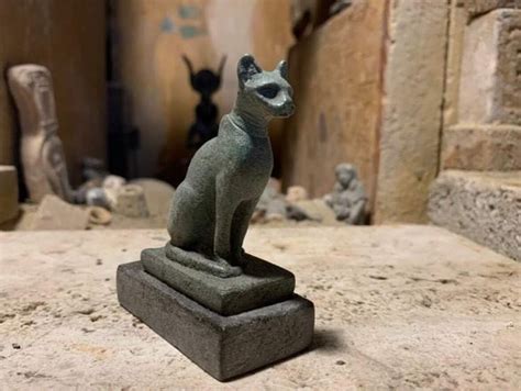 Egyptian Cat Statue Bast Bastet Goddess Of Music Joy Dance And Protector Of The Home