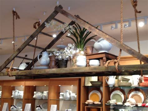 Pottery Barn Display That Is Really Cool Three Old Ladders Put