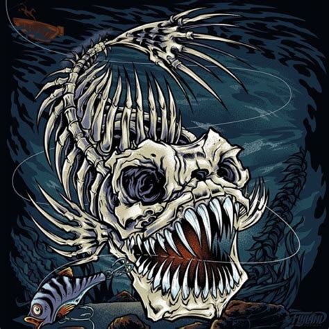 Skeleton Fish Illustration Flyland Designs Freelance Illustration