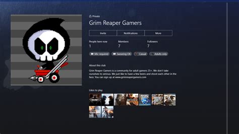 Xbox One Clubs Grim Reaper Gamers