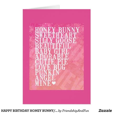 Happy Birthday Honey Bunnylove Of Mine Card Happy