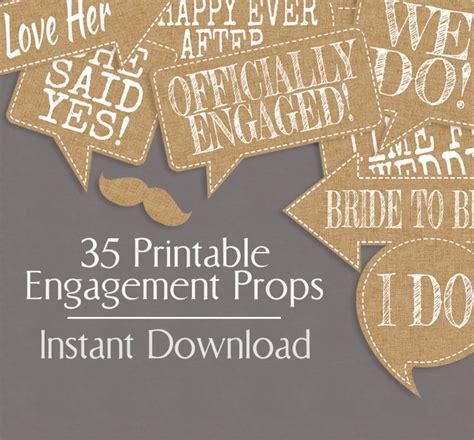 35 Rustic Engagement Photo Booth Prop Printables Burlap Etsy