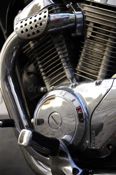 Closeup Of A Motorcycle Engine With Chrome Plating Stock Image Image Of Closeup Motorcycle