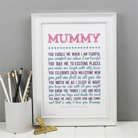 Why I Love You Mummy Poem Print By Bespoke Verse