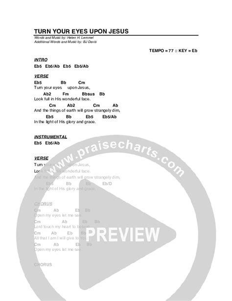 Turn Your Eyes Upon Jesus Chords Pdf G Worship Praisecharts