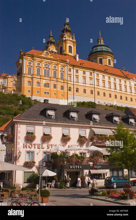 Melk Austria Stift Melk Benedictine Abbey Rises Above A Hotel In Melk