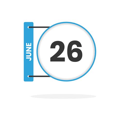 June 26 Calendar Icon Date Month Calendar Icon Vector Illustration