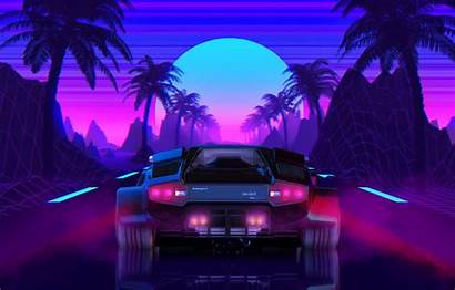 80s Neon Retro Lamborghini Wallpapers Sun Backgrounds