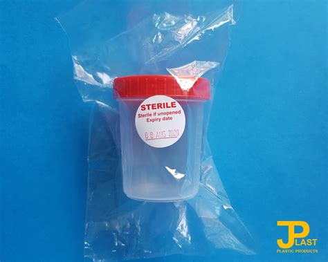 Container Specimen 100ml 120ml Single Wrapped Sterile Red Jplast