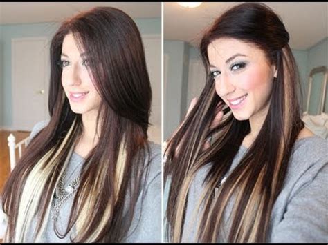 I have short dark brown hair with a bit of grey i have had blonde highlights before but now i do a lot of swimming and i am afraid of having them again encase they go. Instant Highlights with Luxy Hair Extensions - YouTube