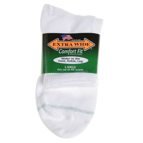 Extra Wide Socks Extra Wide Athletic Sock 3 Pack Mens White
