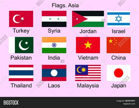 Flags Asian Countries Image And Photo Free Trial Bigstock