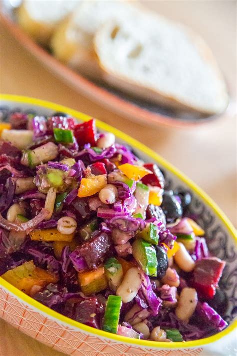 Vegan Red Cabbage Avocado And Cannellini Bean Salad Red Cabbage