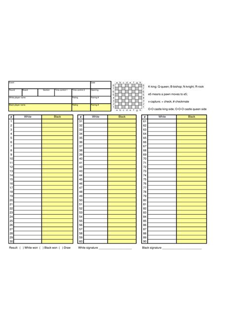 Simple Chess Score Sheet Download Printable Pdf Templateroller Sexiz Pix