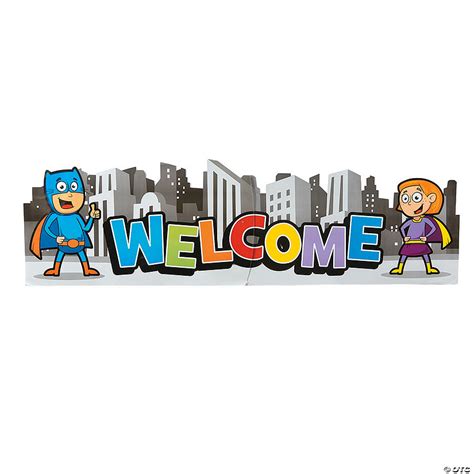 Superhero Welcome Banner Jointed Wall Decoration Oriental Trading