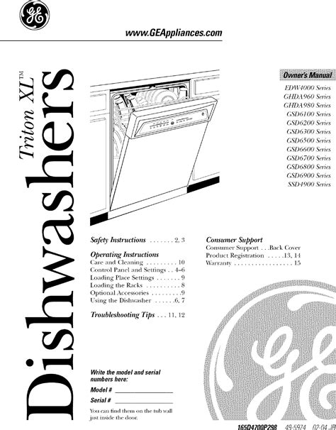 Ge Dishwasher User Manual