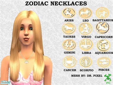 The Sims Resource Zodiac Neaklaces Silver