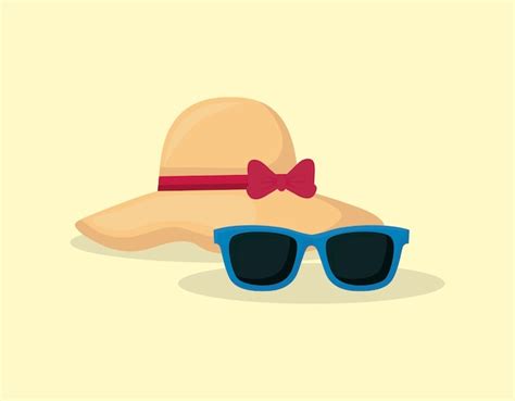 Premium Vector Beach Hat And Sunglasses