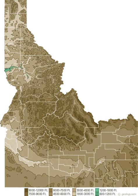 Idaho Physical Map And Idaho Topographic Map