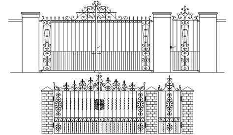 Drawings Details Of Entrance Gate Design D View Autocad Software File