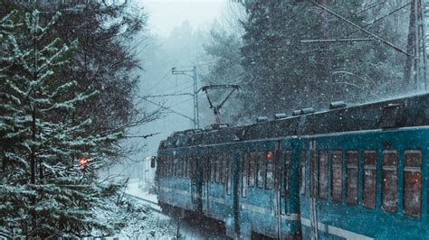 Wallpaper Train In Snow Train Rail Transport Train Travel Winter