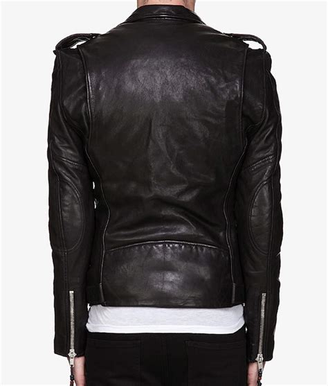 Mens Casual Wear Asymmetrical Zipper Black Leather Biker Jacket