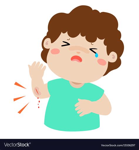 Crying Boy With Wounds From Accident Royalty Free Vector