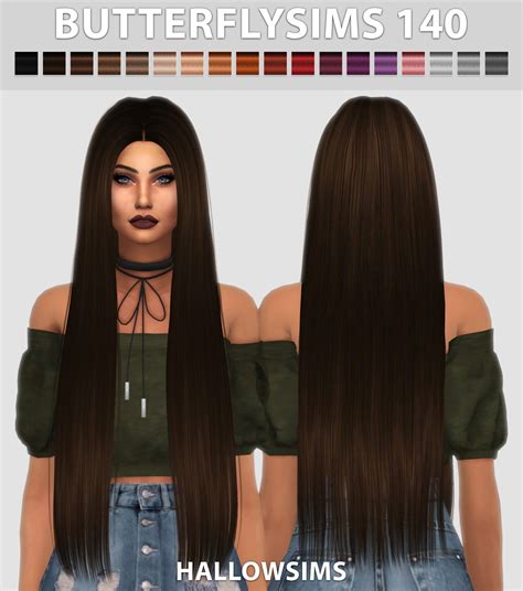 Sims 4 Hairs Hallow Sims Butterfly`s 140 Hair Retextured