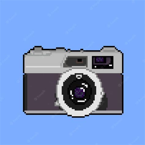 Premium Vector Camera On Blue Background With Pixel Art Style