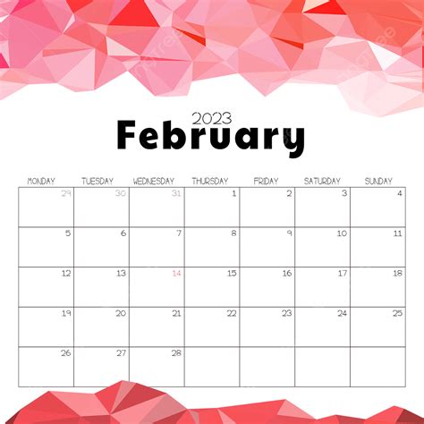 February 2023 Month Calendar Red 2023 Month February Png And Vector