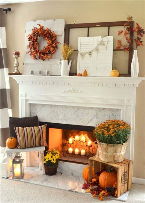 Beautiful Fall Decorated Fireplace Mantle Pictures Photos And Images