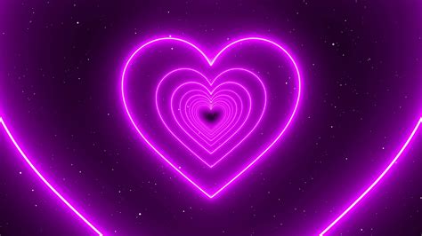 Infinite Looping Animation Neon Pink Lights Love Heart Tunnel And