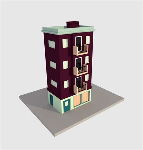 3d Model Cartoon Building Low Poly Vr Ar Low Poly Cgtrader
