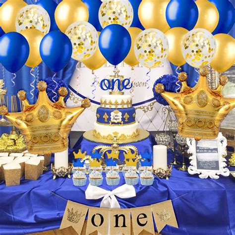 Buy Jollyboom Prince 1st Birthday Decorations Royal Blue First Birthday